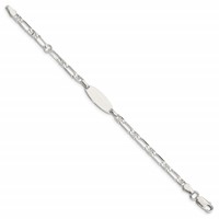 Sterling Silver Engravable Fancy Anchor Link 18x 7mm Oval Plate Plus 1 Inch Extender ID Bracelet, 5" view 2