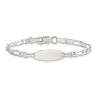 Sterling Silver Engravable Fancy Anchor Link 18x 7mm Oval Plate Plus 1 Inch Extender ID Bracelet, 5" view 3