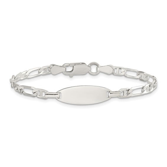 Sterling Silver Polished Engraveable 5in Plus 1in EXT Childrens ID Bracelet