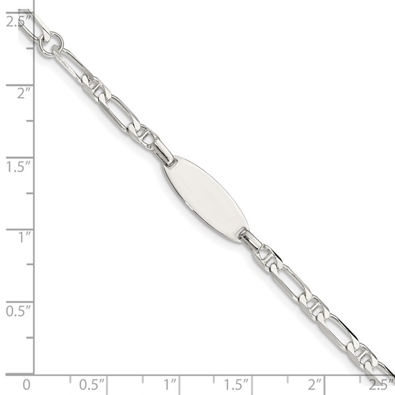 Sterling Silver Polished Engraveable 5in Plus 1in EXT Childrens ID Bracelet