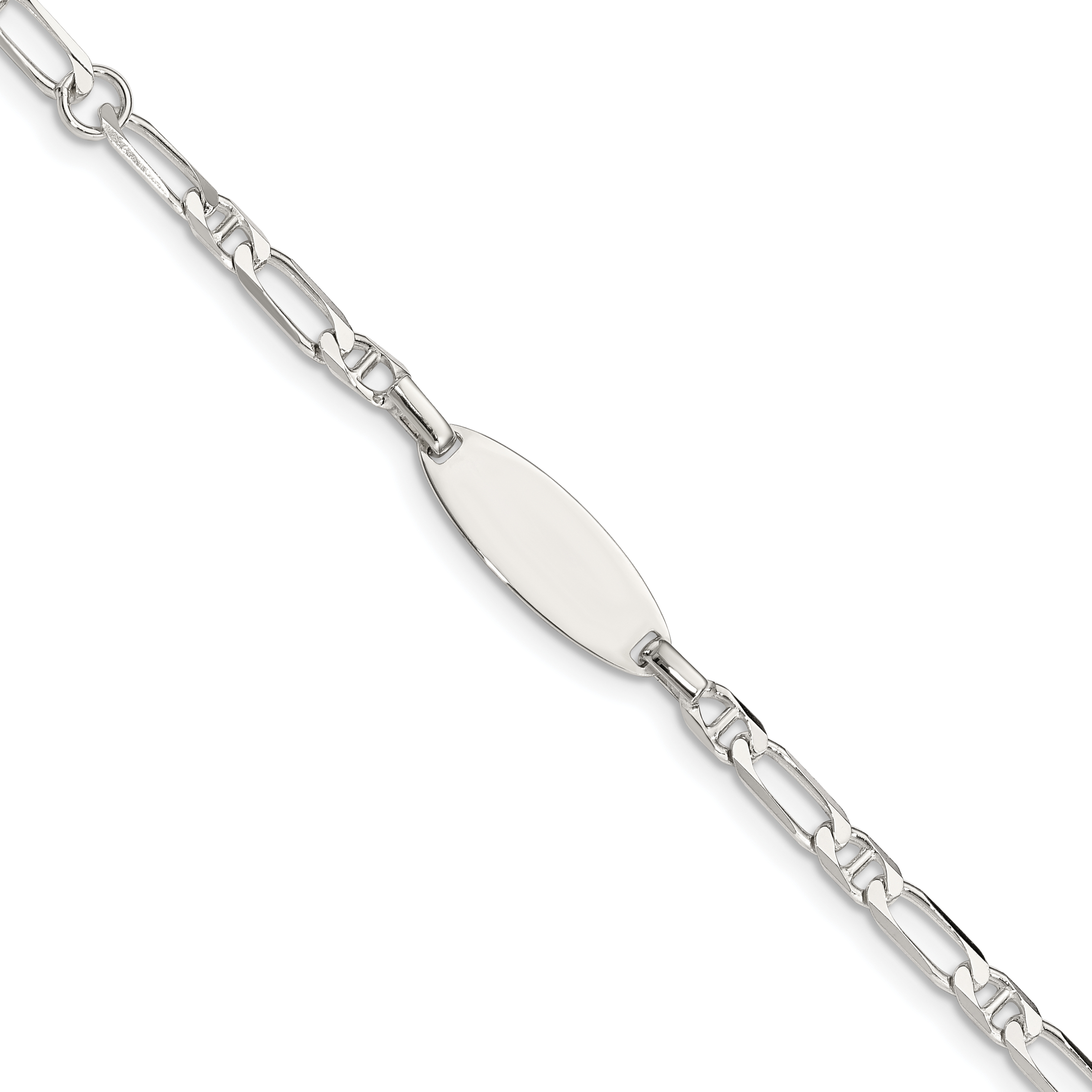 Sterling Silver Polished Engraveable 5in Plus 1in EXT Childrens ID Bracelet (QID62-6)