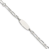Sterling Silver Engravable Fancy Anchor Link 18x 7mm Oval Plate Plus 1 Inch Extender ID Bracelet, 5" view 1