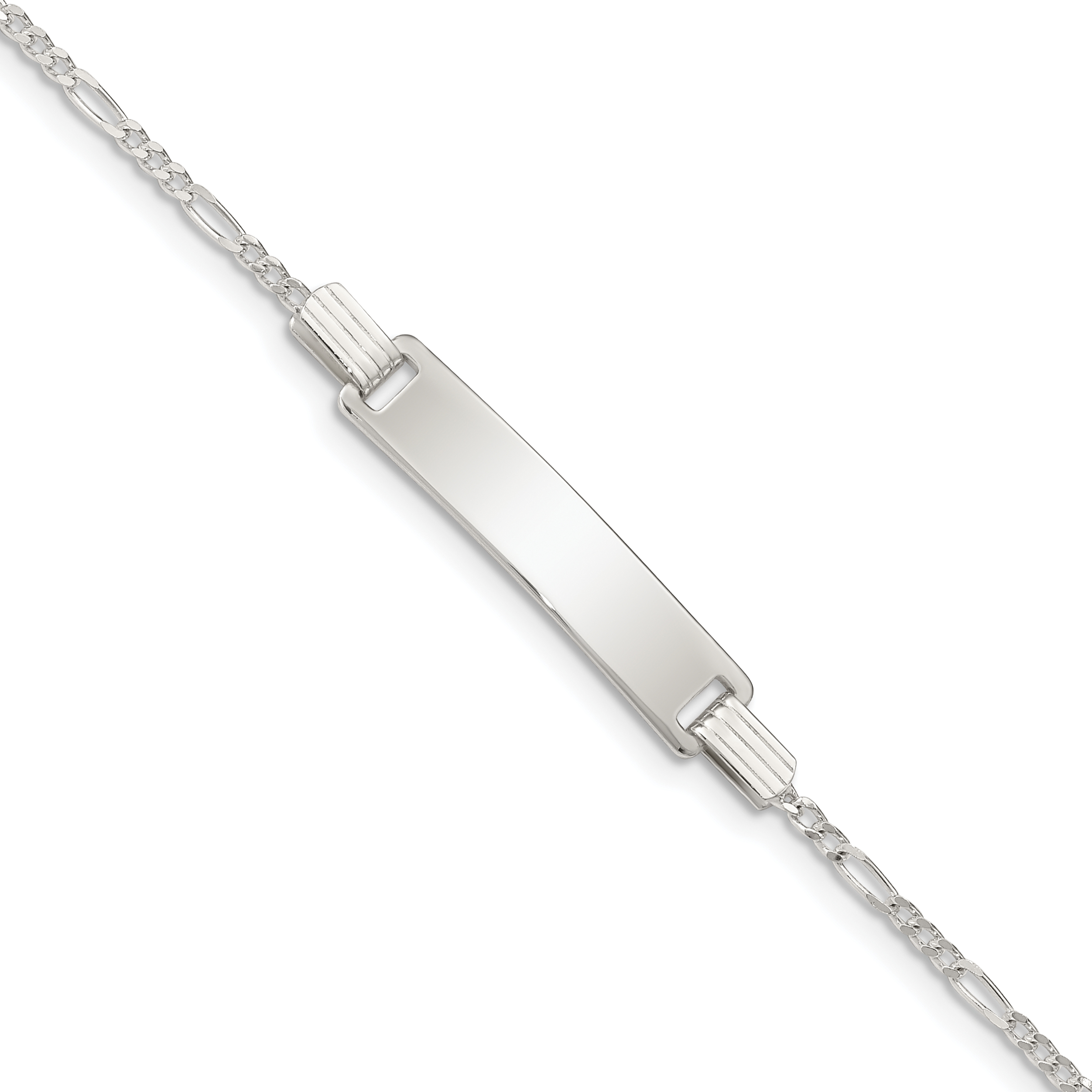 Sterling Silver Engraveable Childrens ID on Figaro Link Bracelet (QID63-5.5)