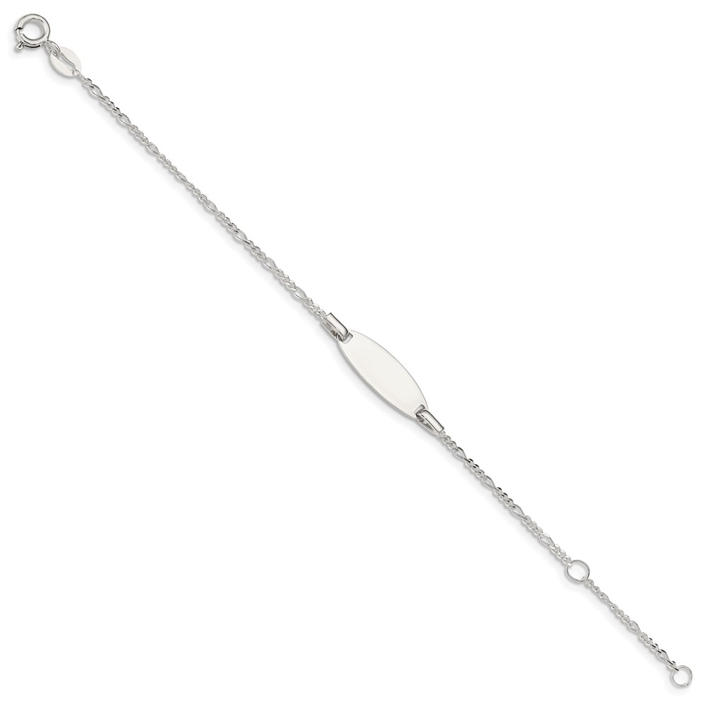Sterling Silver Childrens 5in Plus 1in Ext ID Figaro Link Bracelet (QID65-6)