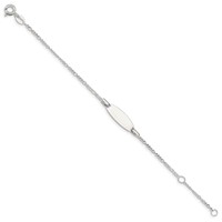 Sterling Silver Engravable Figaro Link 20x 7mm Plate Plus 1 Inch Extender ID Bracelet, 5" view 2