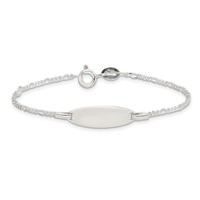 Sterling Silver Engravable Figaro Link 20x 7mm Plate Plus 1 Inch Extender ID Bracelet, 5" view 3