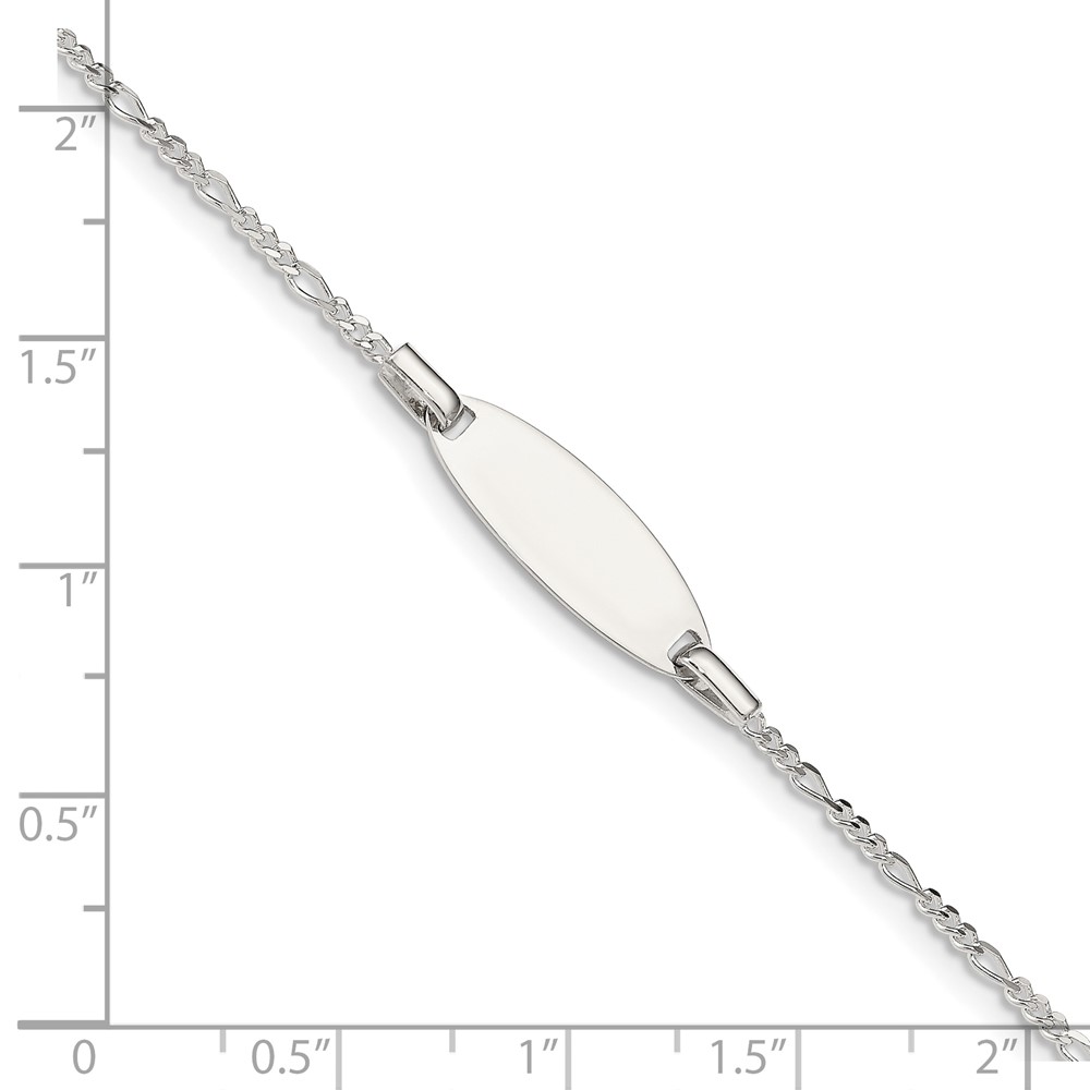 Sterling Silver Childrens 5in Plus 1in Ext ID Figaro Link Bracelet (QID65-6)
