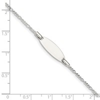 Sterling Silver Engravable Figaro Link 20x 7mm Plate Plus 1 Inch Extender ID Bracelet, 5" view 4