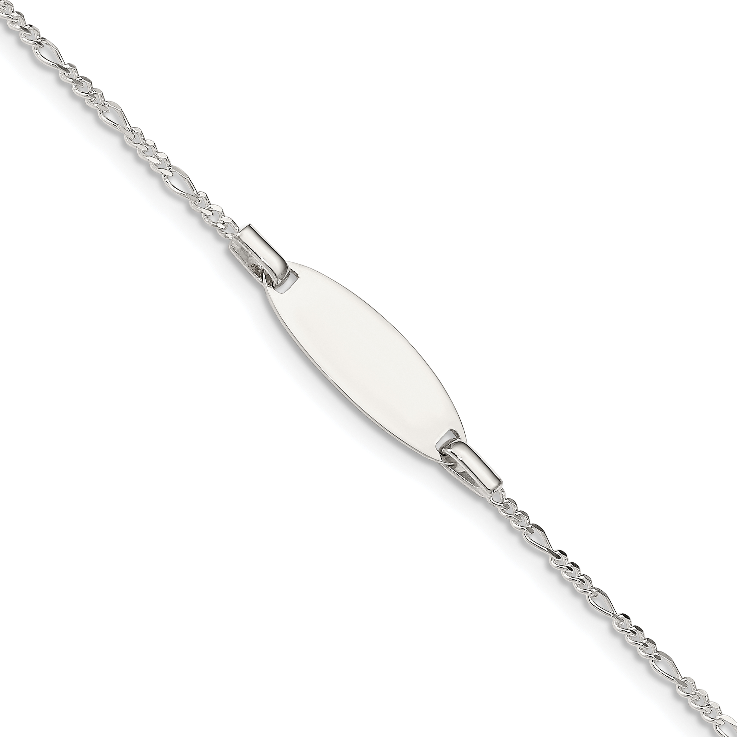 Sterling Silver Childrens 5in Plus 1in Ext ID Figaro Link Bracelet (QID65-6)