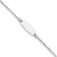 Sterling Silver Engravable Figaro Link 20x 7mm Plate Plus 1 Inch Extender ID Bracelet, 5" view 1