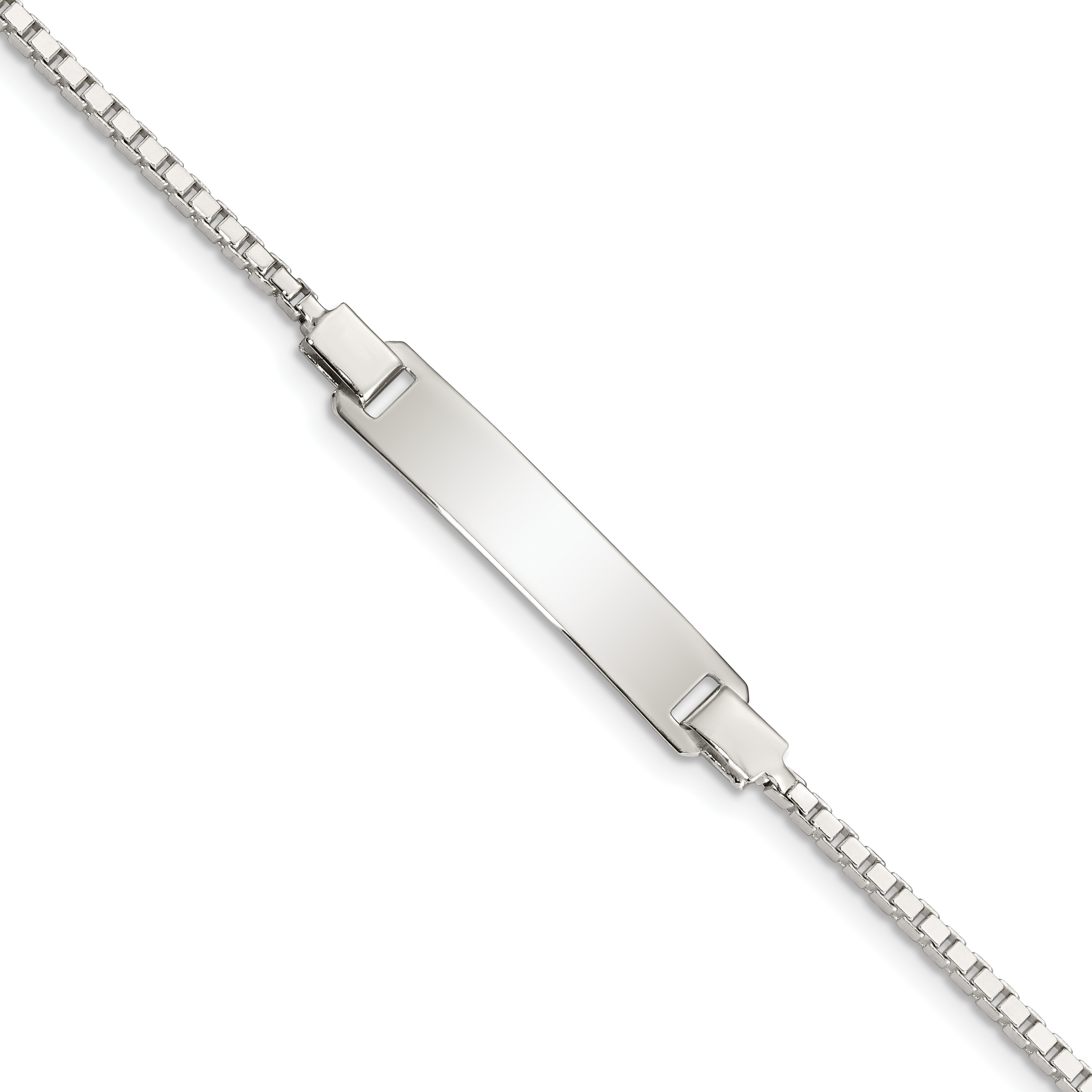 Sterling Silver Engraveable Childrens ID on Box Chain Bracelet (QID67-5.5)
