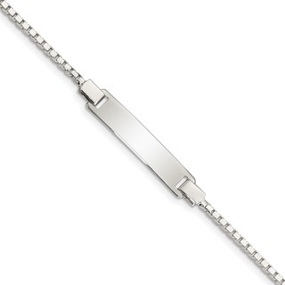 Sterling Silver Engraveable Childrens ID on Box Chain Bracelet