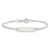 Sterling Silver Engravable Curb Link 22x 5mm Plate Plus 1 Inch Extender ID Bracelet, 5" view 3