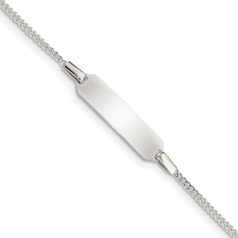 Sterling Silver Childrens 5in Plus 1in EXT ID Curb Link Bracelet (QID69-6)