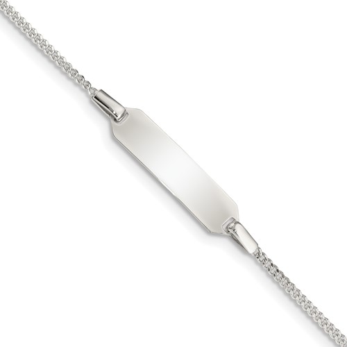 Sterling Silver Engravable Curb Link 22x 5mm Plate Plus 1 Inch Extender ID Bracelet, 5"