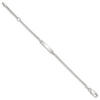 Sterling Silver Engravable Curb Link 19x 3mm Plate Plus 1 Inch Extender ID Bracelet, 5" view 2