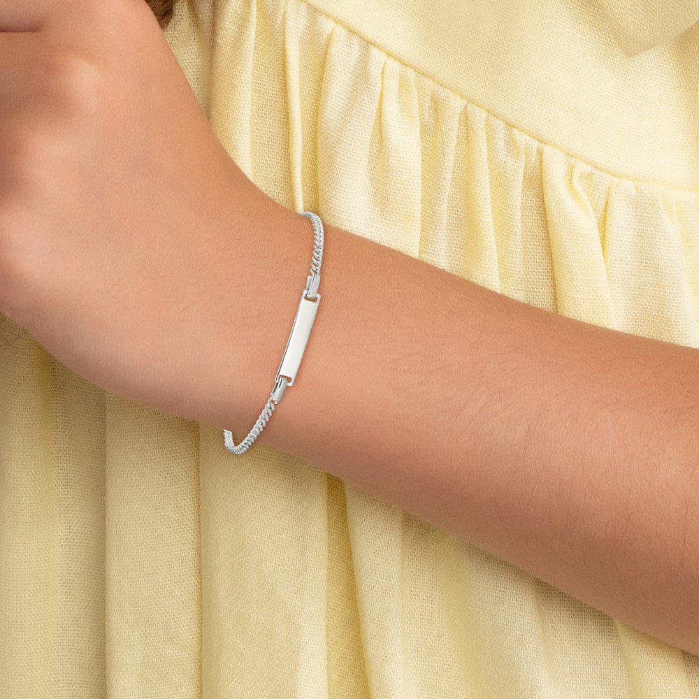 Sterling Silver Polished Childrens ID Curb Link 5in Plus 1in Ext. Bracelet (QID70-6)