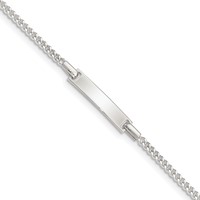 Sterling Silver Engravable Curb Link 19x 3mm Plate Plus 1 Inch Extender ID Bracelet, 5" view 1