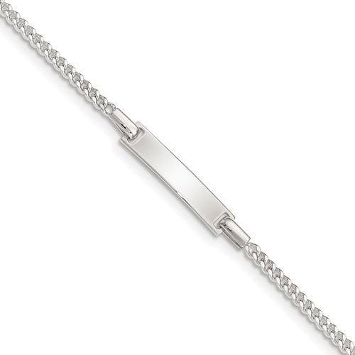 Sterling Silver Engravable Curb Link 19x 3mm Plate Plus 1 Inch Extender ID Bracelet, 5"