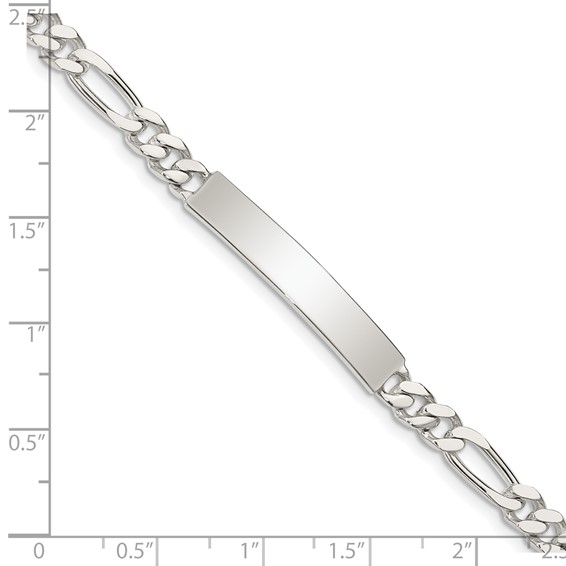 Sterling Silver Polished Engraveable Figaro Link ID Bracelet