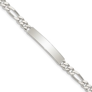 Sterling Silver Polished Engraveable Figaro Link ID Bracelet