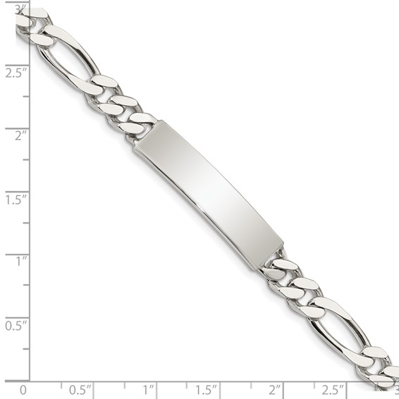 Sterling Silver Polished Engraveable Figaro Link ID Bracelet