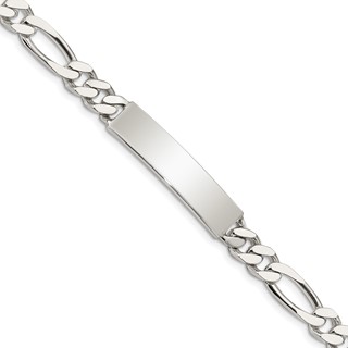 Sterling Silver Polished Engraveable Figaro Link ID Bracelet