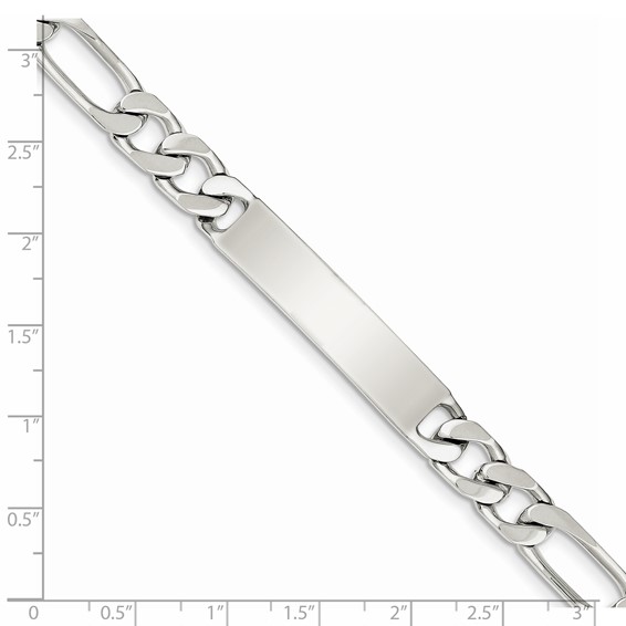 Sterling Silver Rhodium-plated Engraveable Figaro Link ID Bracelet
