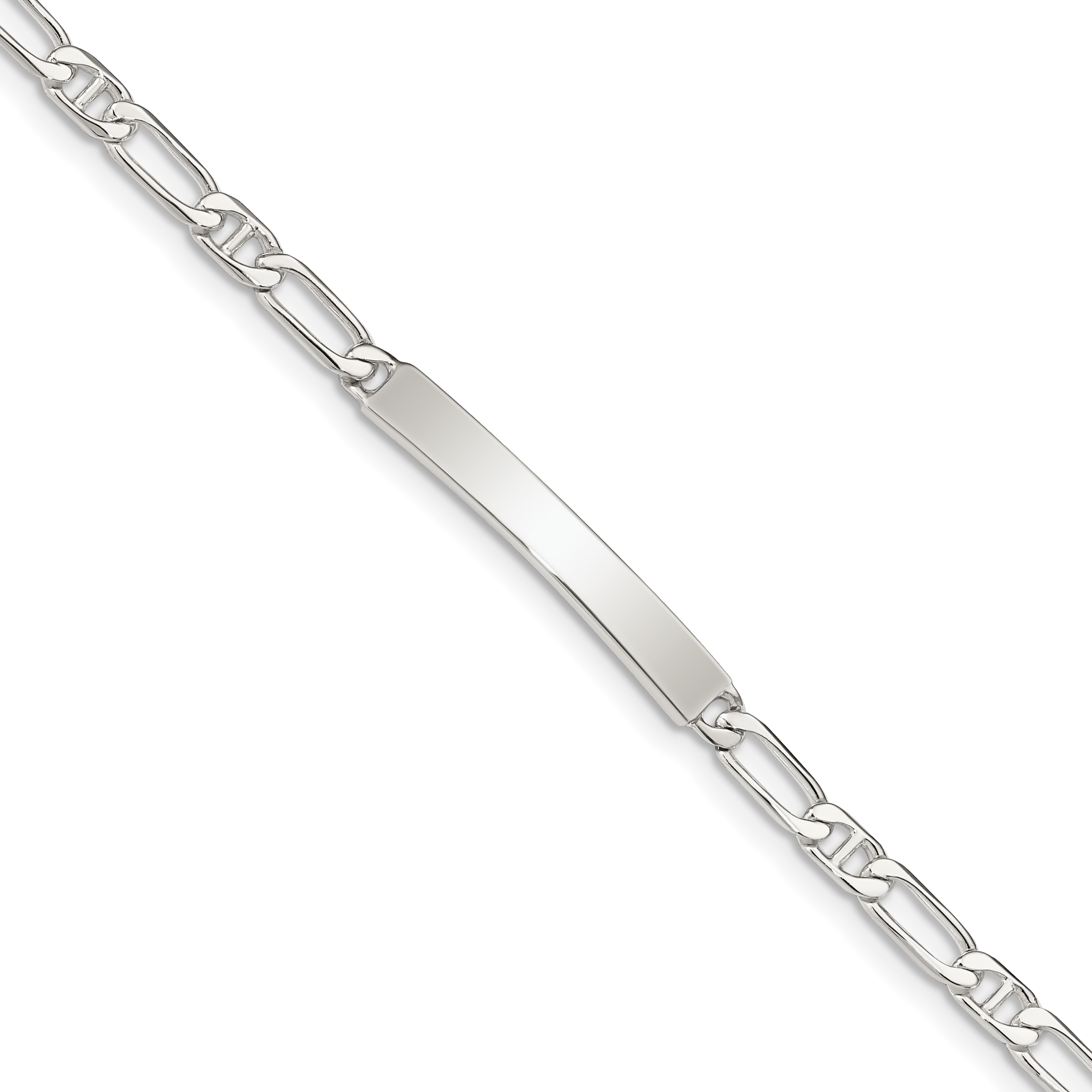 Sterling Silver Polished Engraveable Anchor Link ID Bracelet (QID97-7)
