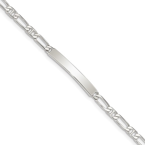 Sterling Silver Polished Engravable Anchor Link 26x 3mm Plate ID Bracelet, 8"