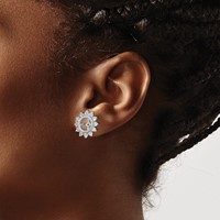 Sterling Silver Rhodium Diam. & White Topaz Earring Jacket view 3