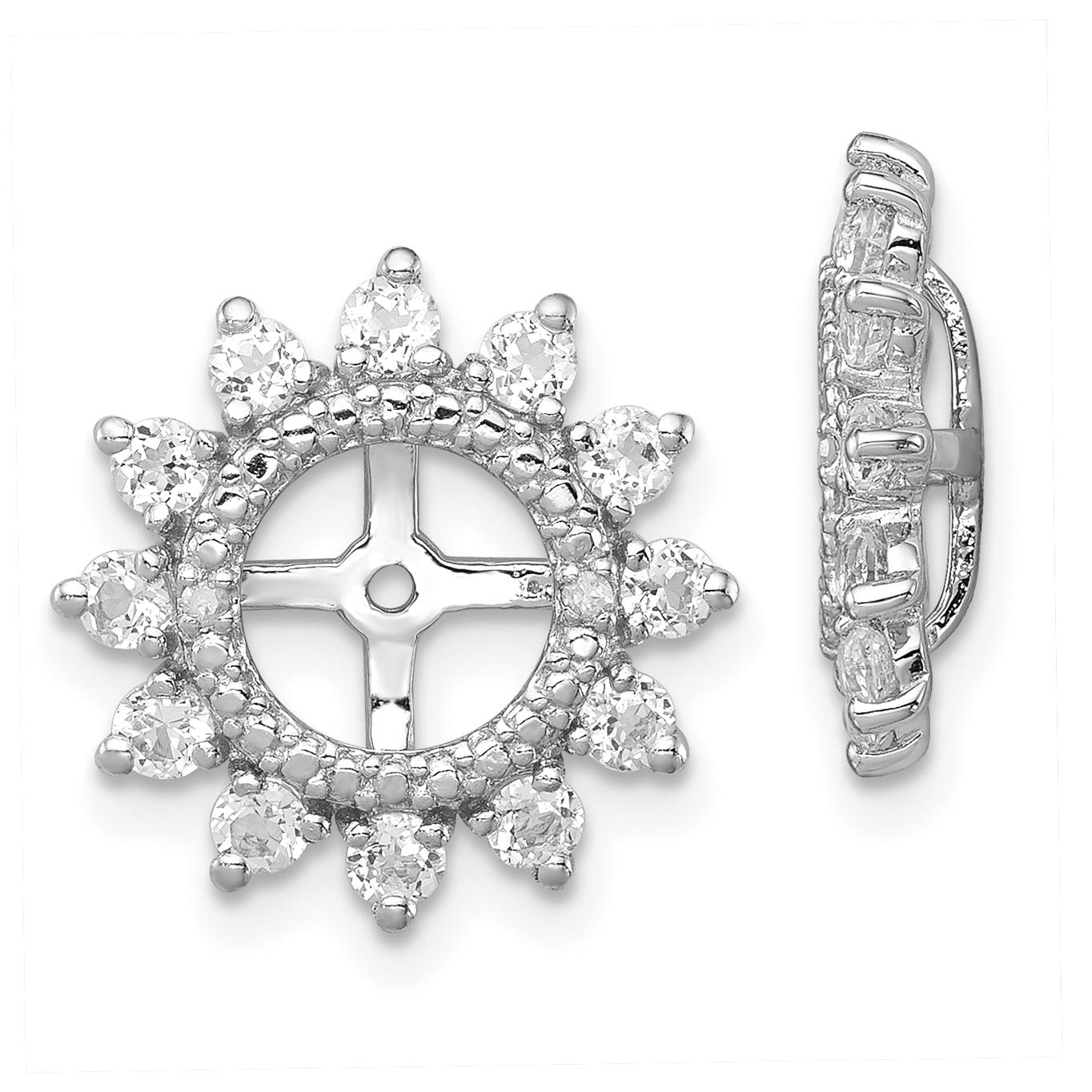Sterling Silver Rhodium Diam. & White Topaz Earring Jacket (QJ104APR)