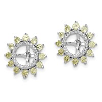 Sterling Silver Rhodium Diam. & Peridot Earring Jacket view 2