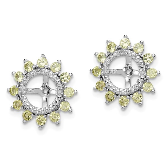 Sterling Silver Rhodium Diam. & Peridot Earring Jacket