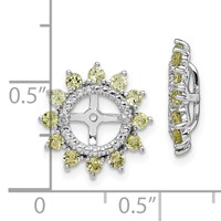 Sterling Silver Rhodium Diam. & Peridot Earring Jacket view 4