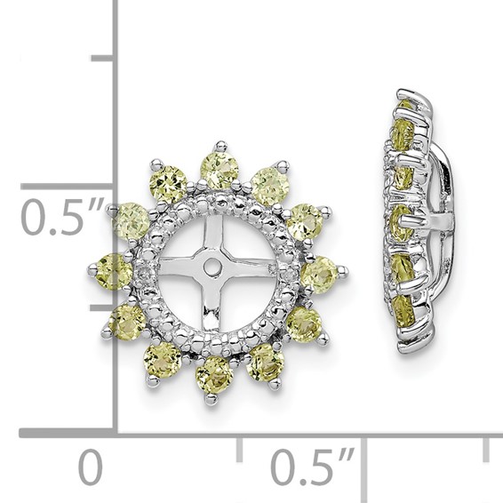 Sterling Silver Rhodium Diam. & Peridot Earring Jacket
