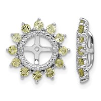 Sterling Silver Rhodium Diam. & Peridot Earring Jacket view 1