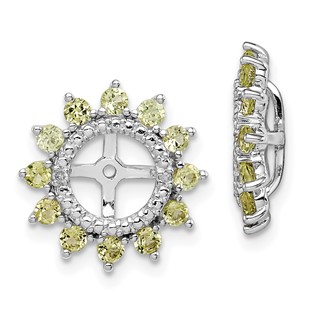 Sterling Silver Rhodium Diam. & Peridot Earring Jacket
