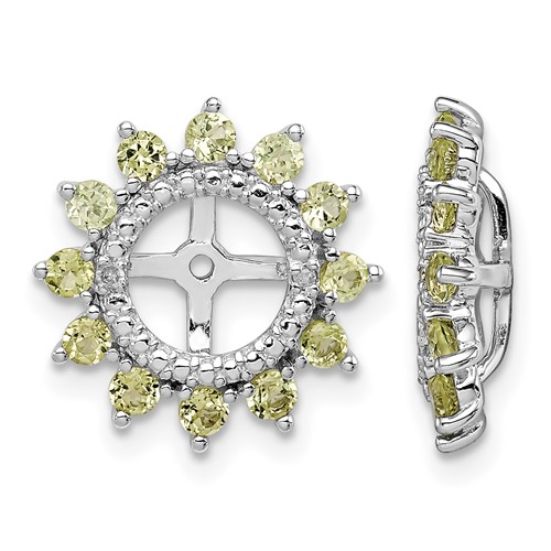 Sterling Silver Rhodium Diam. & Peridot Earring Jacket