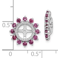 Sterling Silver Rhodium Diam. & Rhodolite Garnet Earring Jacket view 4