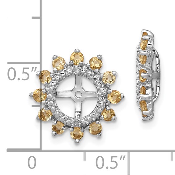 Sterling Silver Rhodium Diam. & Citrine Earring Jacket