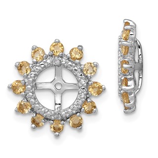 Sterling Silver Rhodium Diam. & Citrine Earring Jacket