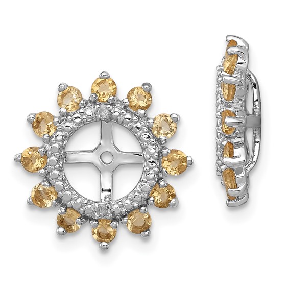 Sterling Silver Rhodium Diam. & Citrine Earring Jacket