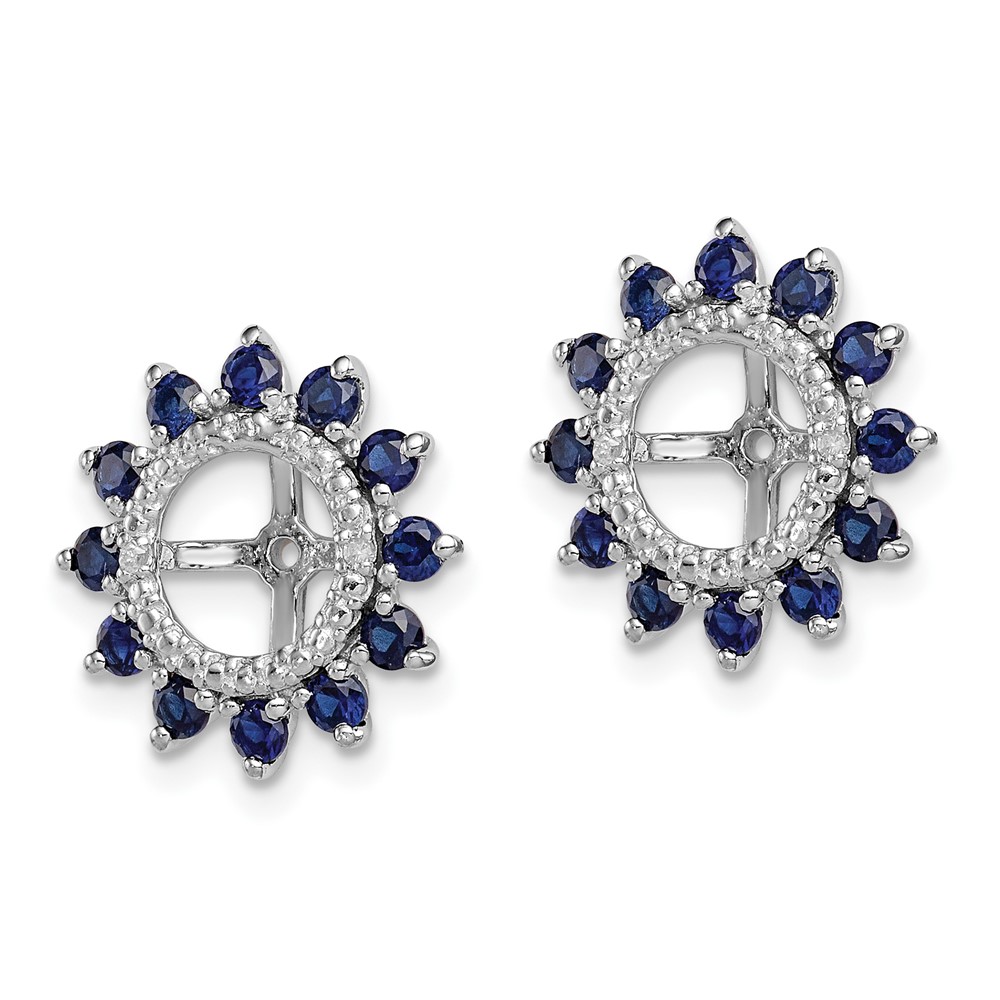 Sterling Silver Rhodium Diam. & Created Sapphire Earring Jacket (QJ104SEP)