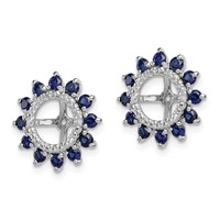 Sterling Silver Rhodium Diam. & Created Sapphire Earring Jacket view 2
