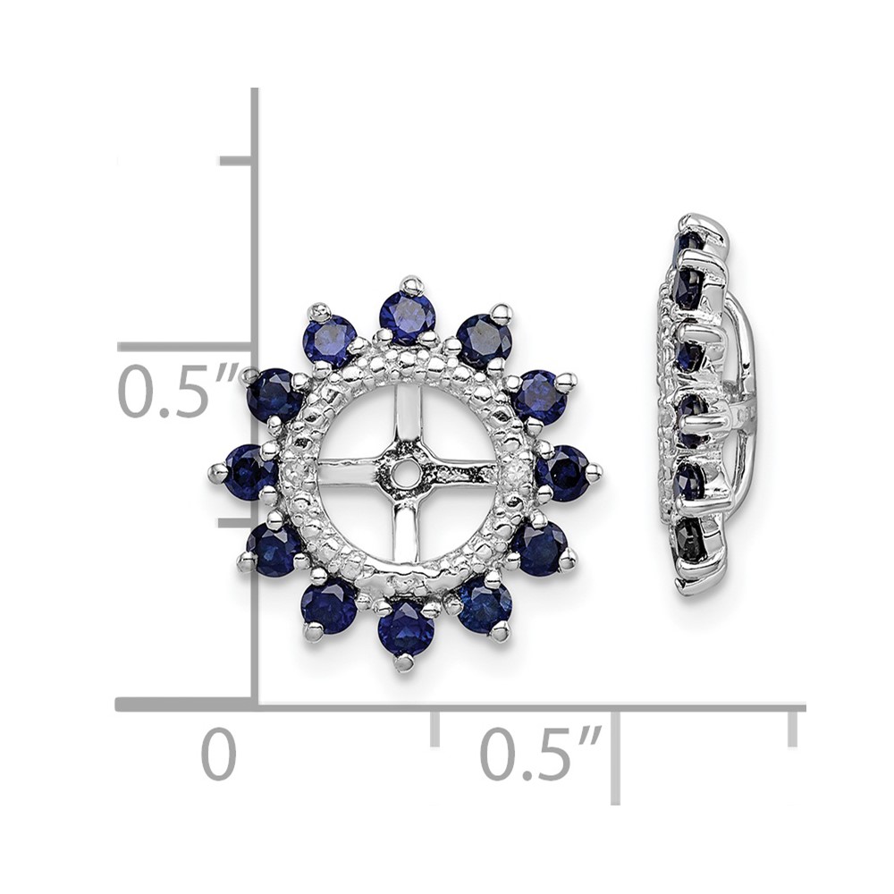 Sterling Silver Rhodium Diam. & Created Sapphire Earring Jacket (QJ104SEP)