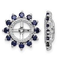 Sterling Silver Rhodium Diam. & Created Sapphire Earring Jacket view 1