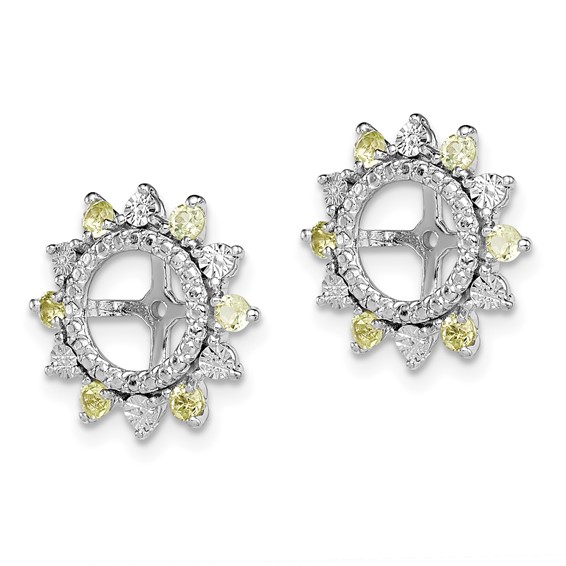 Sterling Silver Rhodium Peridot Earring Jacket