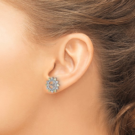 Sterling Silver Rhodium Peridot Earring Jacket