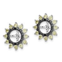 Sterling Silver Rhodium Peridot & Black Sapphire Earring Jacket view 2